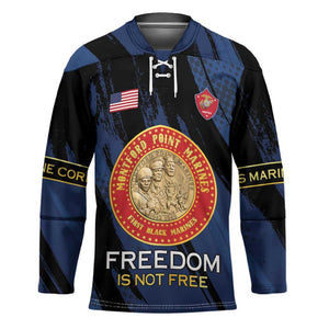 Personalized Proud to Honor Montford Point Marines Hockey Jersey Freedom Is Not Free - Blue