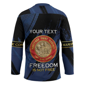Personalized Proud to Honor Montford Point Marines Hockey Jersey Freedom Is Not Free - Blue
