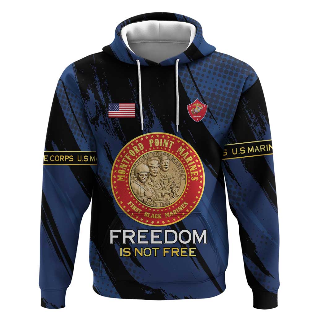Personalized Honoring the First Black Marines Hoodie Montford Point Heroes - Blue - African Pride