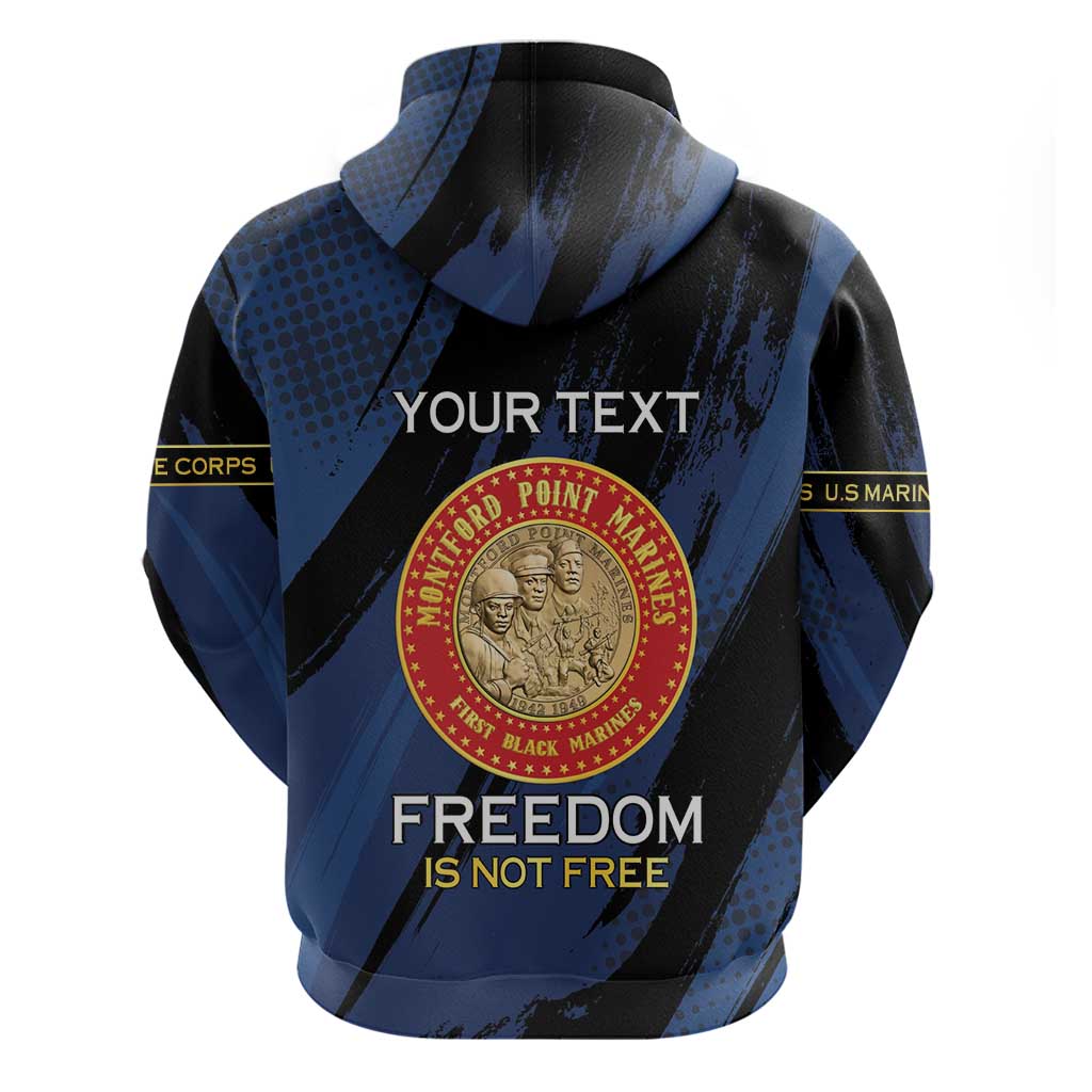 Personalized Honoring the First Black Marines Hoodie Montford Point Heroes - Blue - African Pride