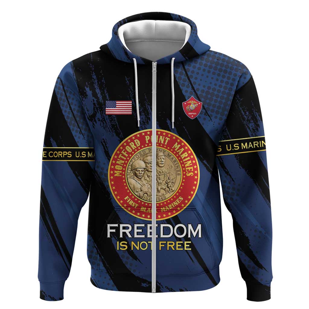 Personalized Honoring the First Black Marines Hoodie Montford Point Heroes - Blue - African Pride