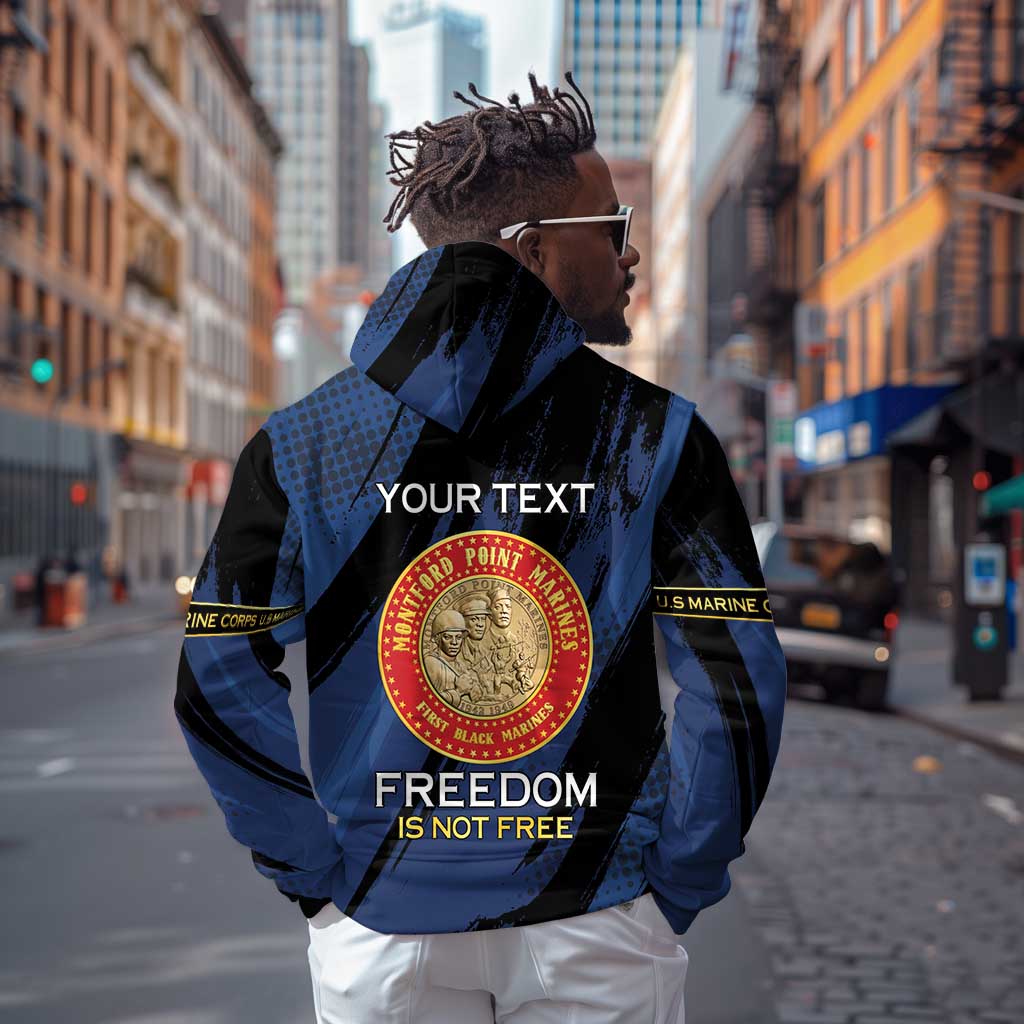 Personalized Honoring the First Black Marines Hoodie Montford Point Heroes - Blue - African Pride