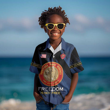 Personalized Honoring the First Black Marines Kid Hawaiian Shirt Montford Point Heroes - Blue - African Pride