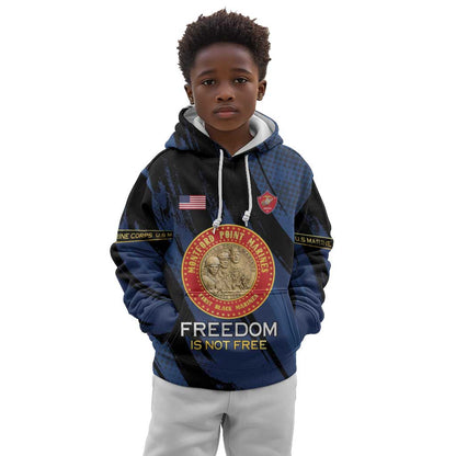 Personalized Honoring the First Black Marines Kid Hoodie Montford Point Heroes - Blue - African Pride