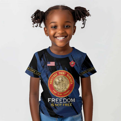 Personalized Honoring the First Black Marines Kid T shirt Montford Point Heroes - Blue - African Pride