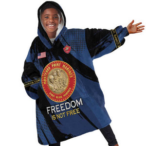 Personalized Honoring the First Black Marines Kid Wearable Blanket Hoodie Montford Point Heroes - Blue - African Pride