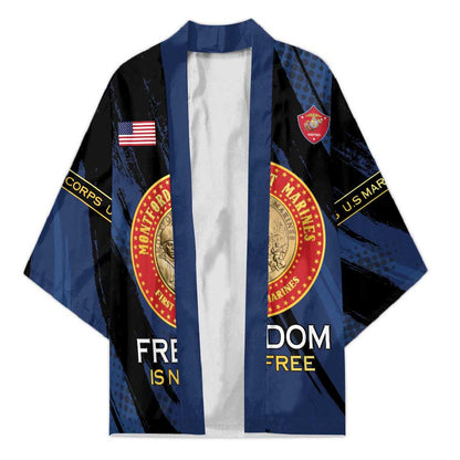 Personalized Proud to Honor Montford Point Marines Kimono Freedom Is Not Free - Blue