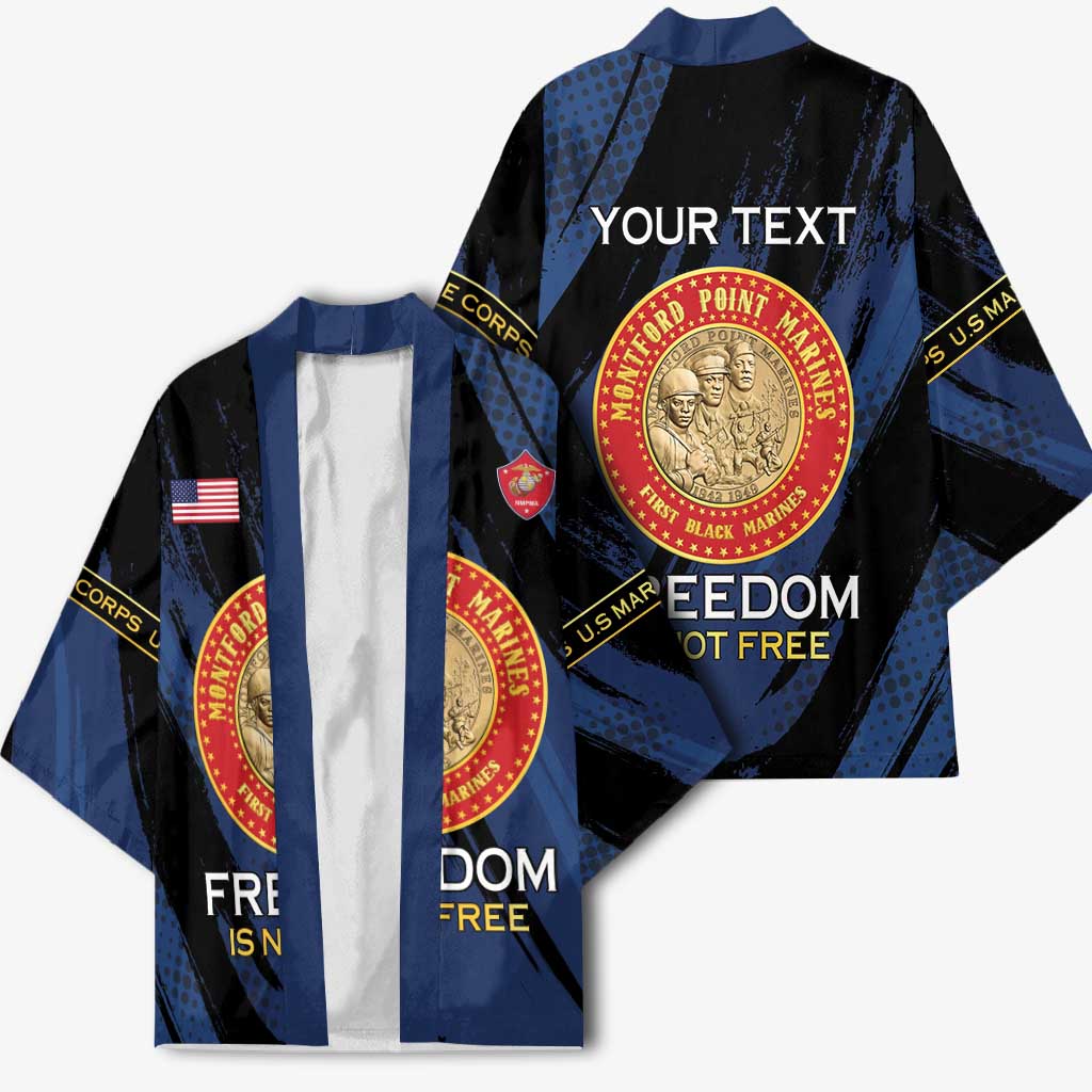 Personalized Proud to Honor Montford Point Marines Kimono Freedom Is Not Free - Blue