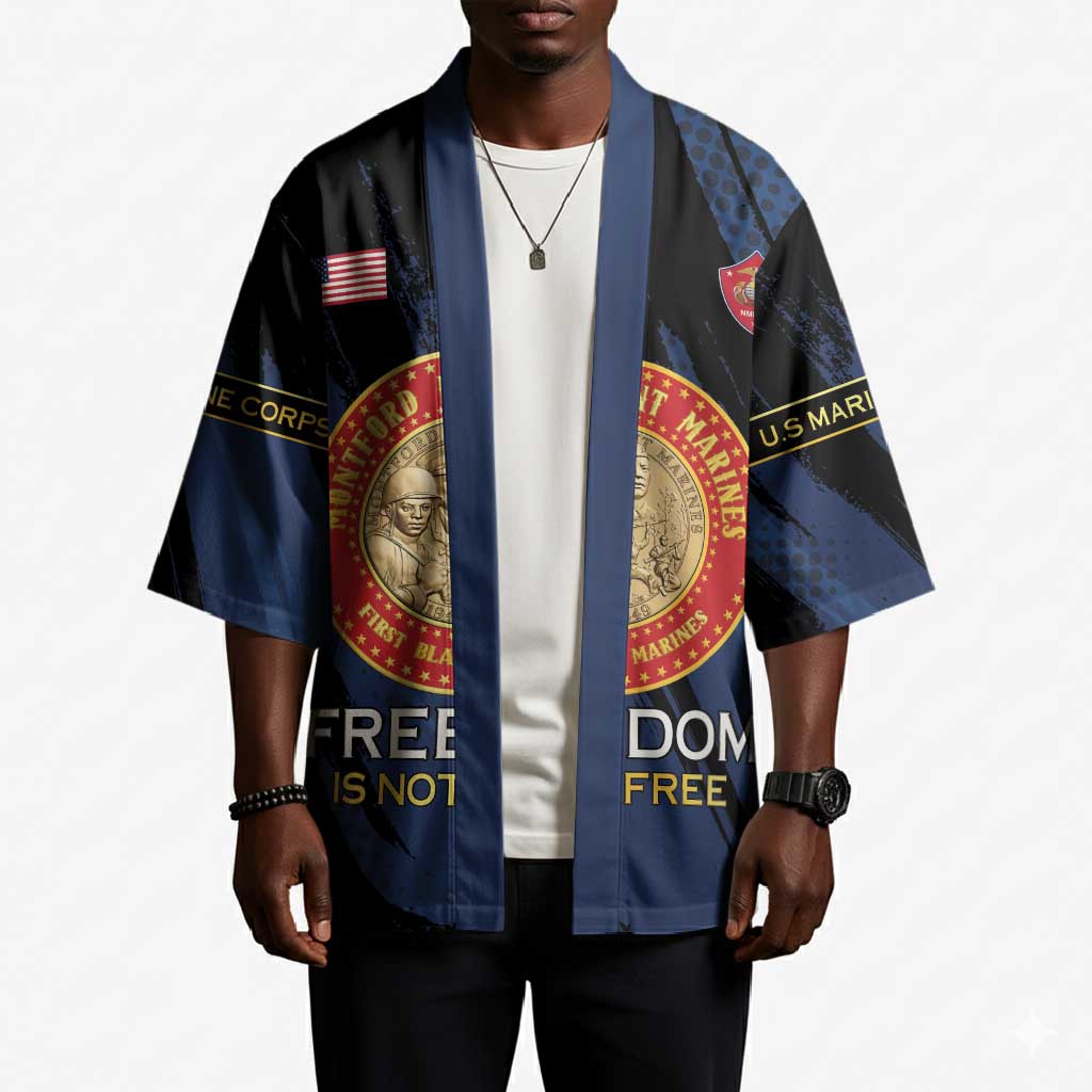 Personalized Proud to Honor Montford Point Marines Kimono Freedom Is Not Free - Blue
