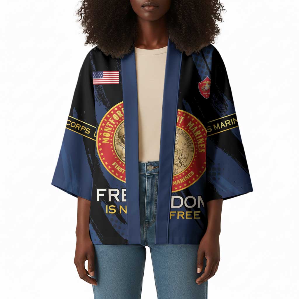 Personalized Proud to Honor Montford Point Marines Kimono Freedom Is Not Free - Blue
