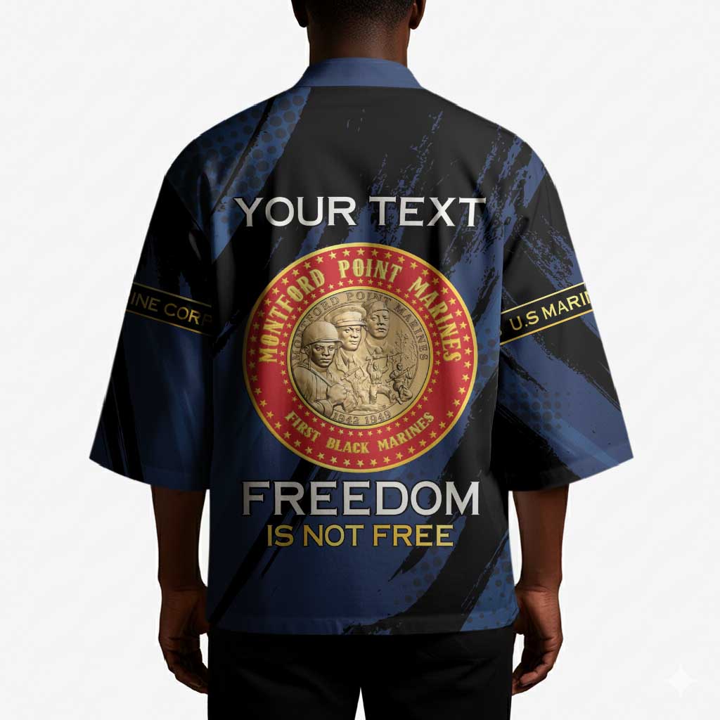 Personalized Proud to Honor Montford Point Marines Kimono Freedom Is Not Free - Blue