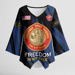 Personalized Proud to Honor Montford Point Marines Kimono Sleeve Blouse Freedom Is Not Free - Blue