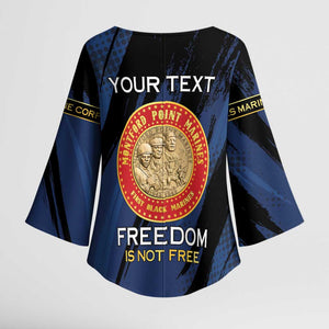 Personalized Proud to Honor Montford Point Marines Kimono Sleeve Blouse Freedom Is Not Free - Blue