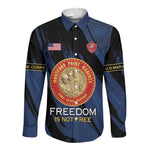 Personalized Honoring the First Black Marines Long Sleeve Button Shirt Montford Point Heroes - Blue - African Pride