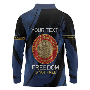 Personalized Honoring the First Black Marines Long Sleeve Polo Shirt Montford Point Heroes - Blue - African Pride