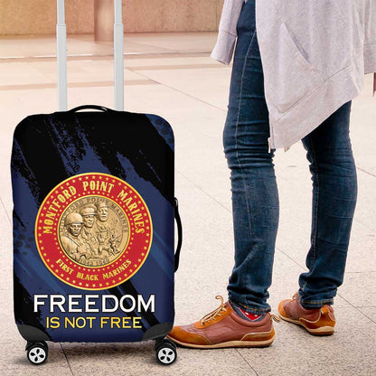 Honoring the First Black Marines Luggage Cover Montford Point Heroes - Blue - African Pride