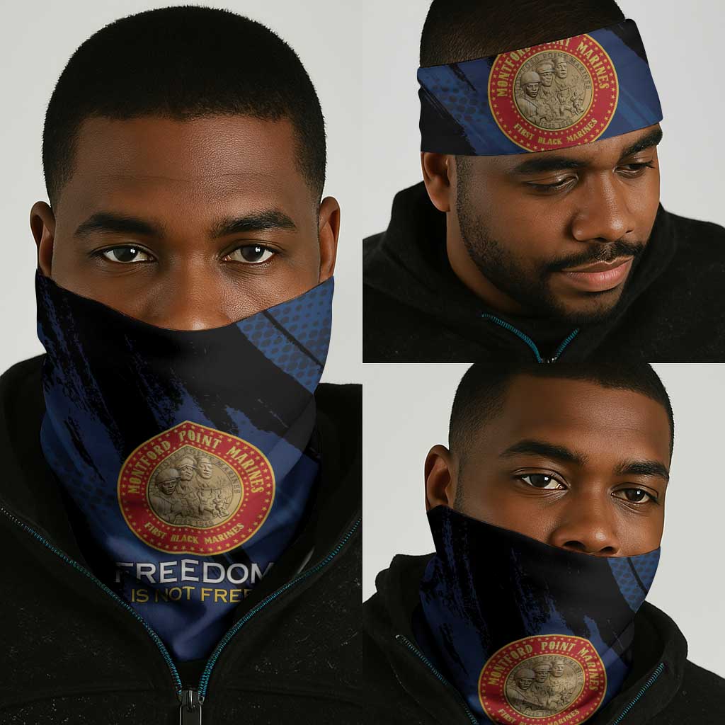 Honoring the First Black Marines Neck Gaiter Montford Point Heroes - Blue - African Pride