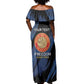 Personalized Honoring the First Black Marines Off Shoulder Maxi Dress Montford Point Heroes - Blue - African Pride