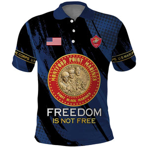 Personalized Honoring the First Black Marines Polo Shirt Montford Point Heroes - Blue - African Pride