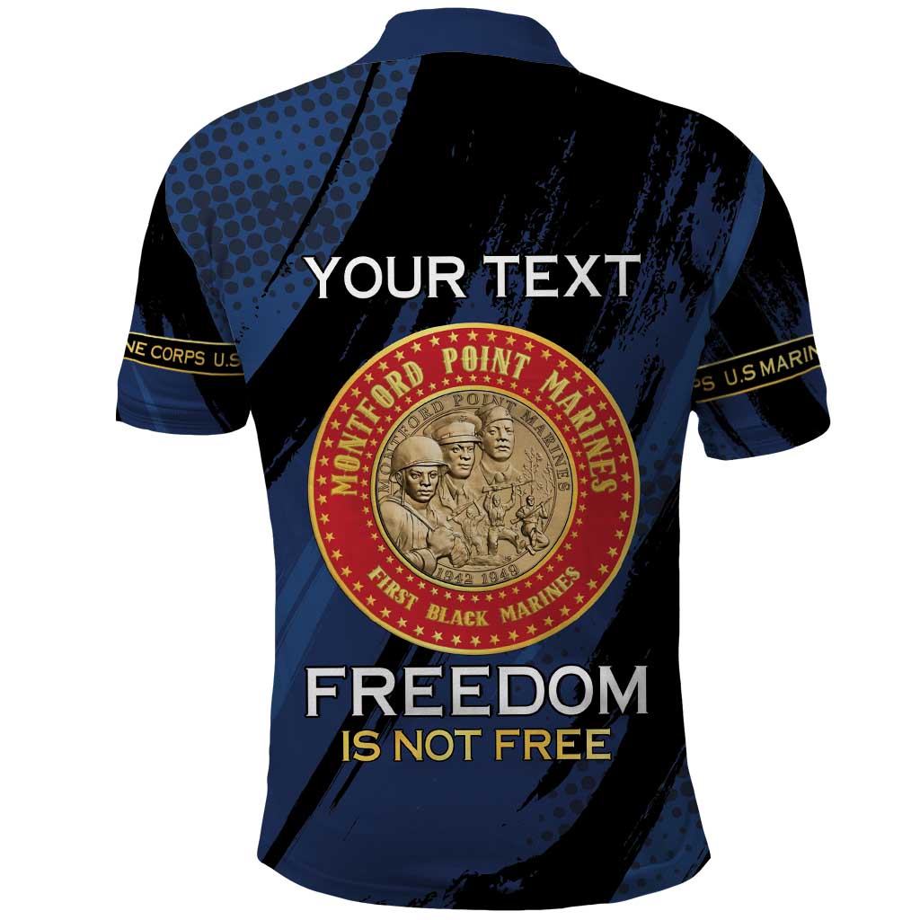Personalized Honoring the First Black Marines Polo Shirt Montford Point Heroes - Blue - African Pride