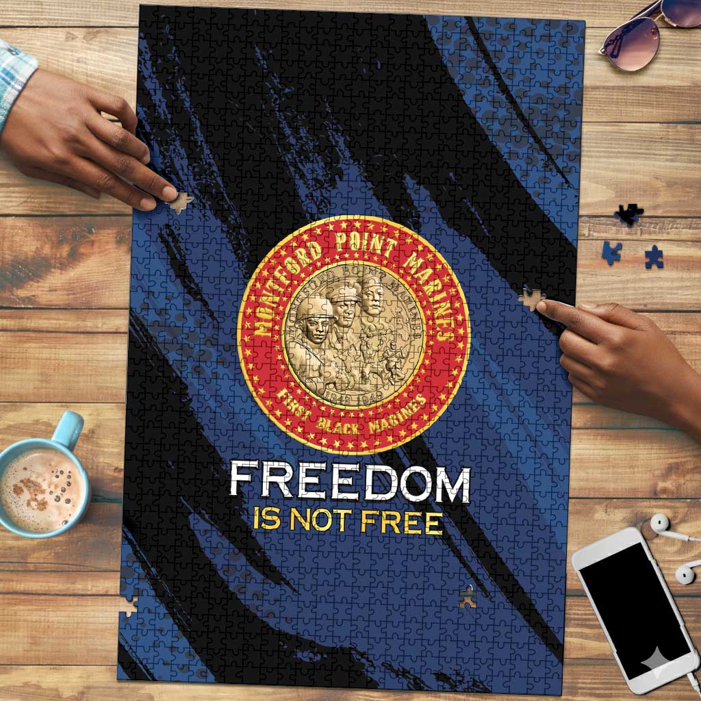 Proud to Honor Montford Point Marines Puzzle Freedom Is Not Free - Blue