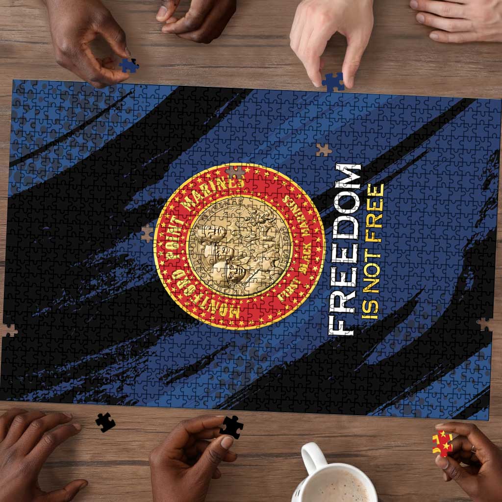 Proud to Honor Montford Point Marines Puzzle Freedom Is Not Free - Blue