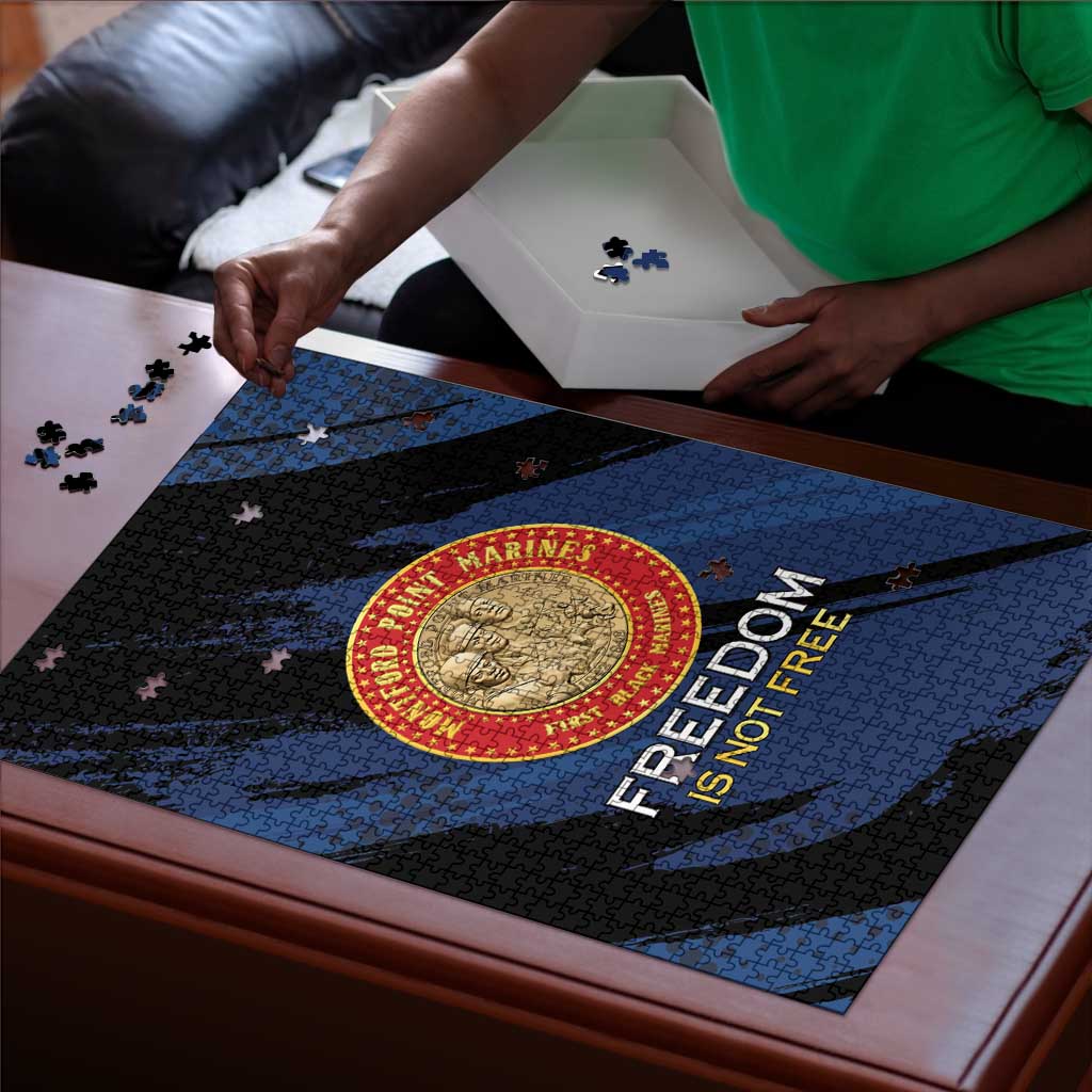 Proud to Honor Montford Point Marines Puzzle Freedom Is Not Free - Blue