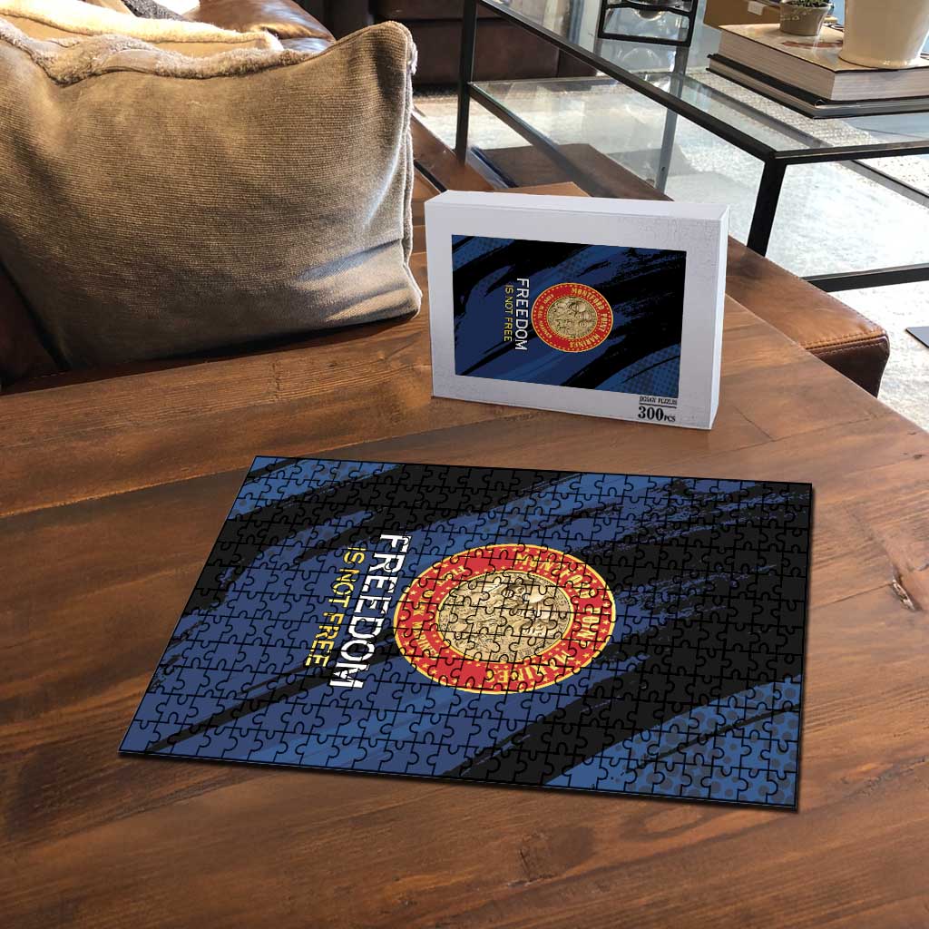 Proud to Honor Montford Point Marines Puzzle Freedom Is Not Free - Blue