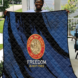 Honoring the First Black Marines Quilt Montford Point Heroes - Blue - African Pride