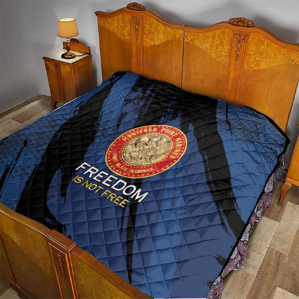 Honoring the First Black Marines Quilt Montford Point Heroes - Blue - African Pride