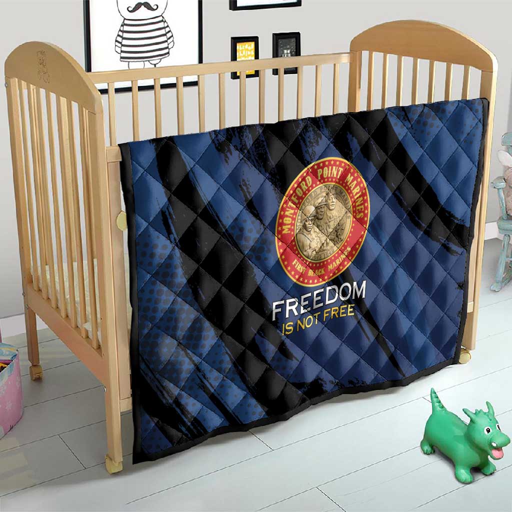 Honoring the First Black Marines Quilt Montford Point Heroes - Blue - African Pride