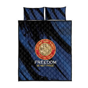 Honoring the First Black Marines Quilt Bed Set Montford Point Heroes - Blue - African Pride