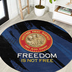 Honoring the First Black Marines Round Carpet Montford Point Heroes - Blue - African Pride