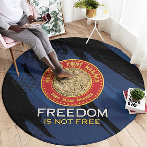 Honoring the First Black Marines Round Carpet Montford Point Heroes - Blue - African Pride