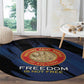 Honoring the First Black Marines Round Carpet Montford Point Heroes - Blue - African Pride