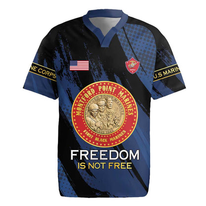 Personalized Honoring the First Black Marines Rugby Jersey Montford Point Heroes - Blue - African Pride