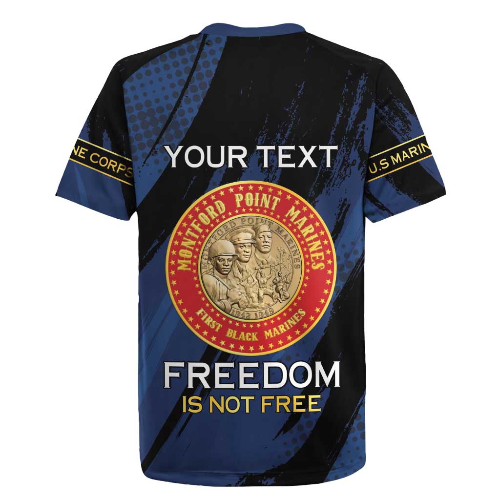 Personalized Honoring the First Black Marines Rugby Jersey Montford Point Heroes - Blue - African Pride