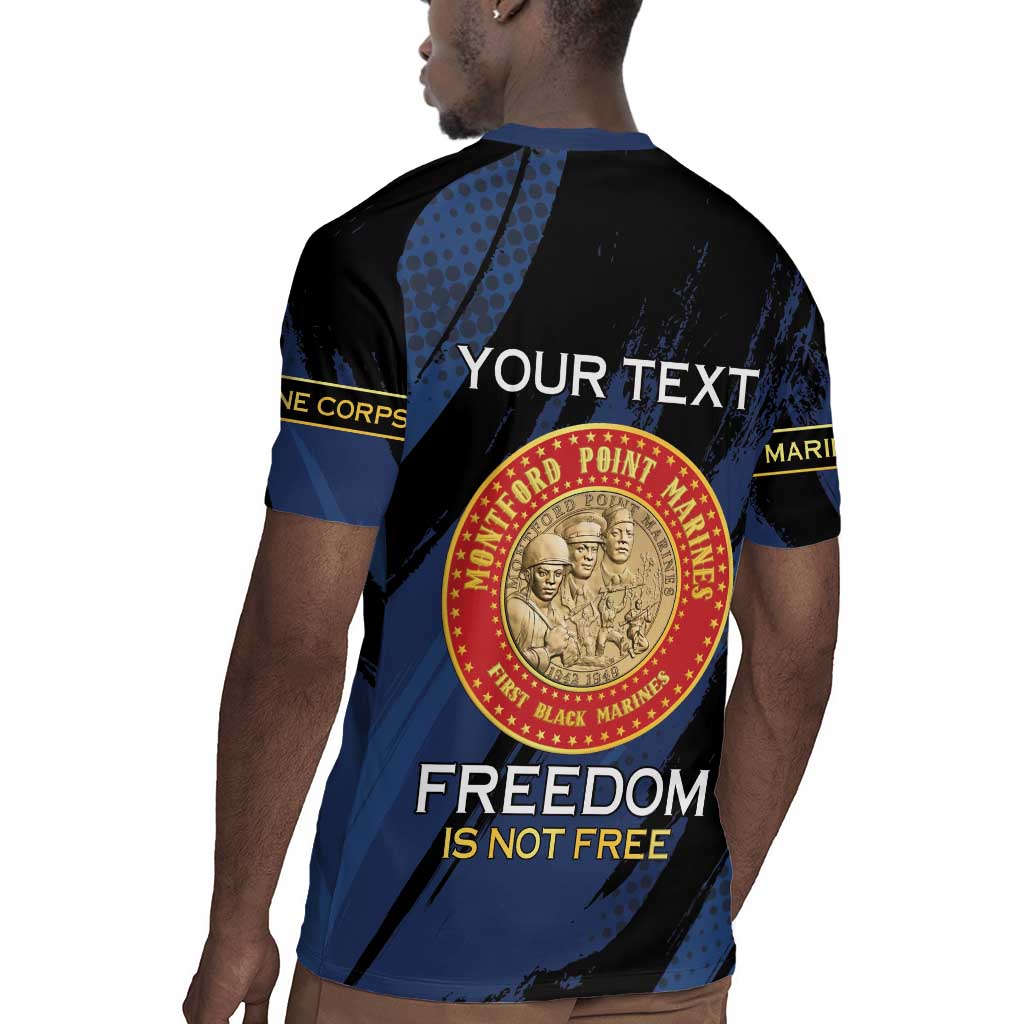 Personalized Honoring the First Black Marines Rugby Jersey Montford Point Heroes - Blue - African Pride