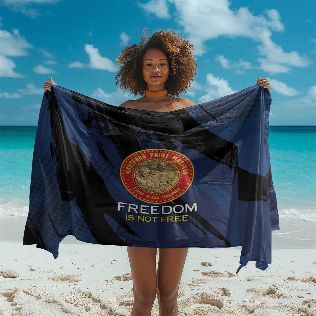 Honoring the First Black Marines Sarong Montford Point Heroes - Blue - African Pride