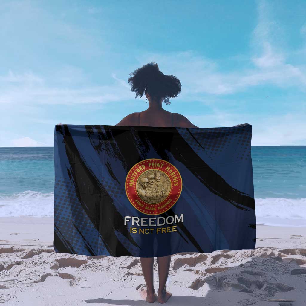 Honoring the First Black Marines Sarong Montford Point Heroes - Blue - African Pride