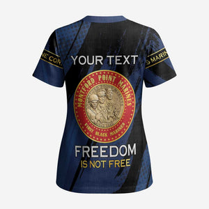 Personalized Honoring the First Black Marines Scrub Top Montford Point Heroes - Blue - African Pride