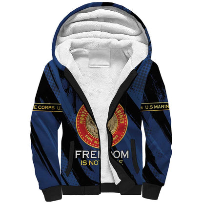 Personalized Honoring the First Black Marines Sherpa Hoodie Montford Point Heroes - Blue - African Pride