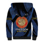 Personalized Honoring the First Black Marines Sherpa Hoodie Montford Point Heroes - Blue - African Pride