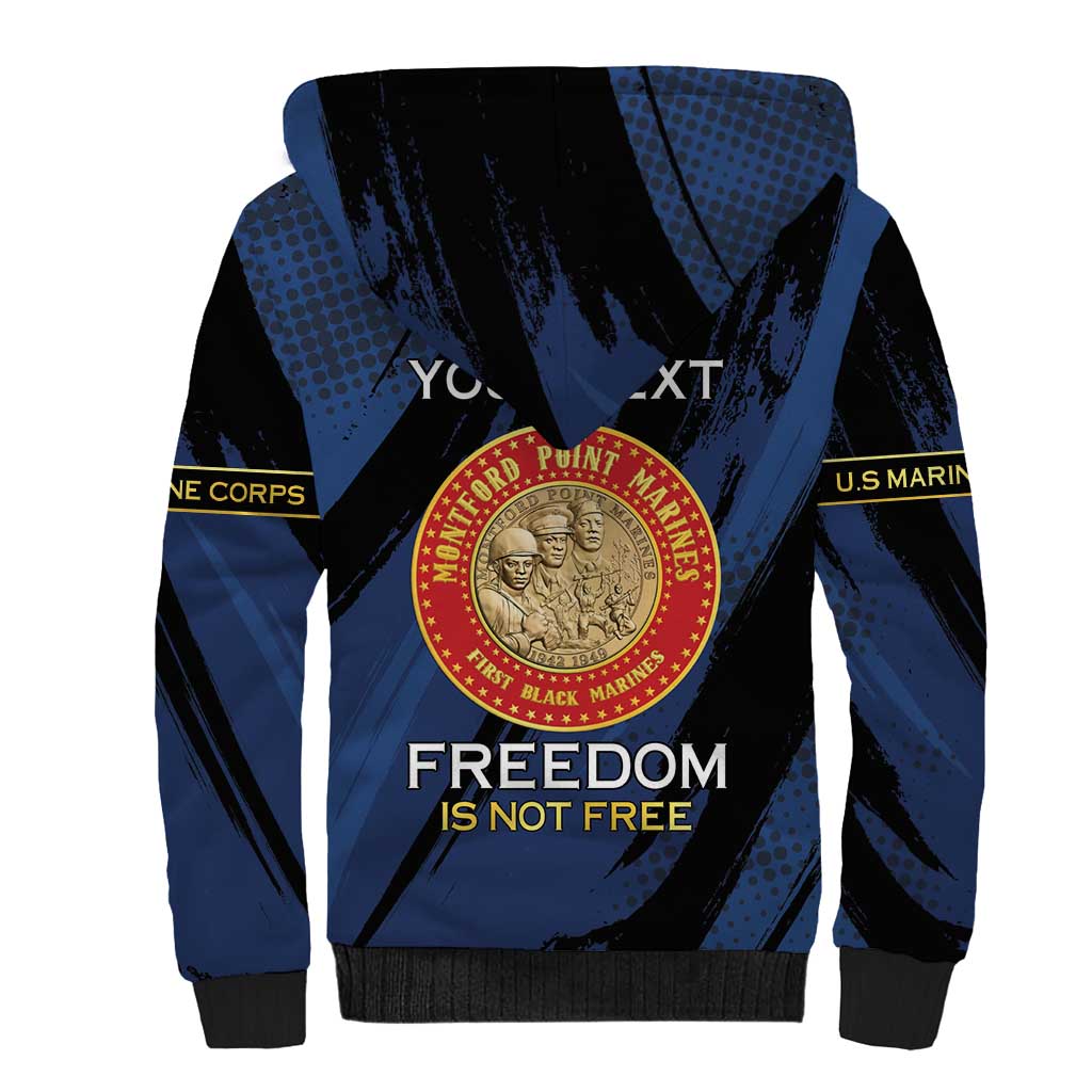 Personalized Honoring the First Black Marines Sherpa Hoodie Montford Point Heroes - Blue - African Pride