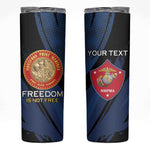 Personalized Honoring the First Black Marines Skinny Tumbler Montford Point Heroes - Blue - African Pride