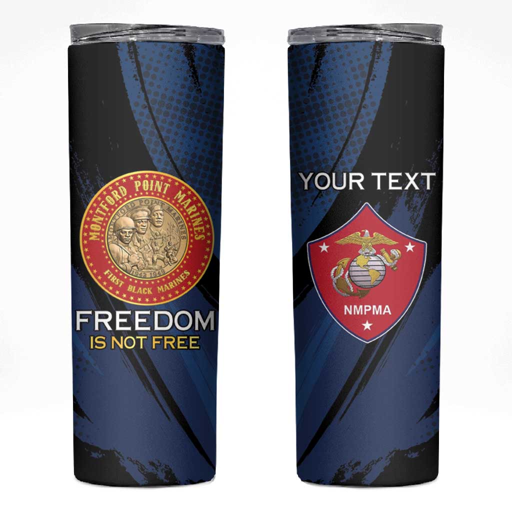 Personalized Honoring the First Black Marines Skinny Tumbler Montford Point Heroes - Blue - African Pride