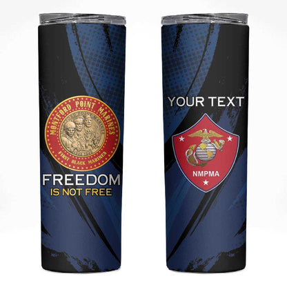Personalized Honoring the First Black Marines Skinny Tumbler Montford Point Heroes - Blue - African Pride