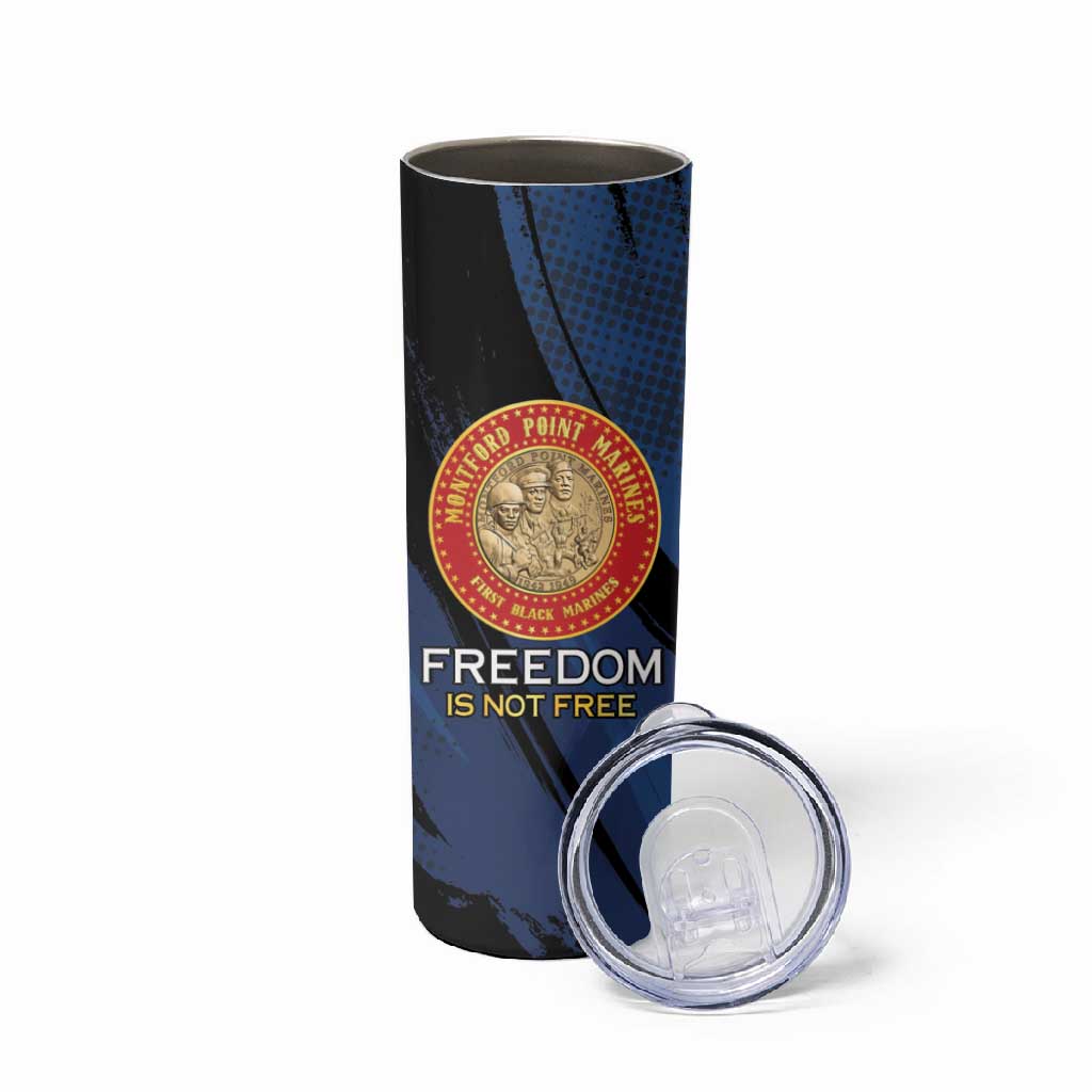 Personalized Honoring the First Black Marines Skinny Tumbler Montford Point Heroes - Blue - African Pride