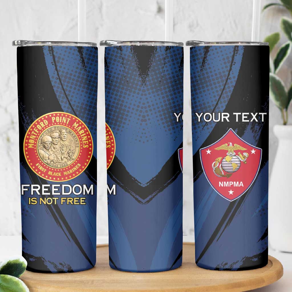 Personalized Honoring the First Black Marines Skinny Tumbler Montford Point Heroes - Blue - African Pride