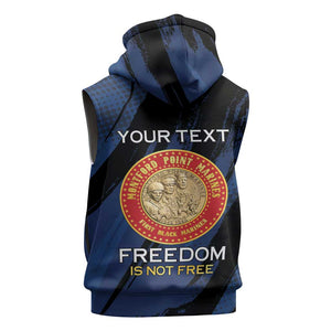 Personalized Honoring the First Black Marines Sleeveless Hoodie Montford Point Heroes - Blue - African Pride